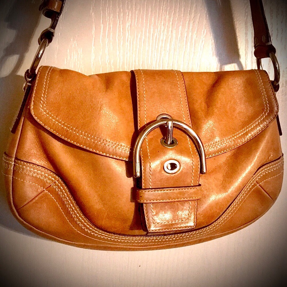 Caramel Tan Coach Shoulder Purse Bag Light Brown
